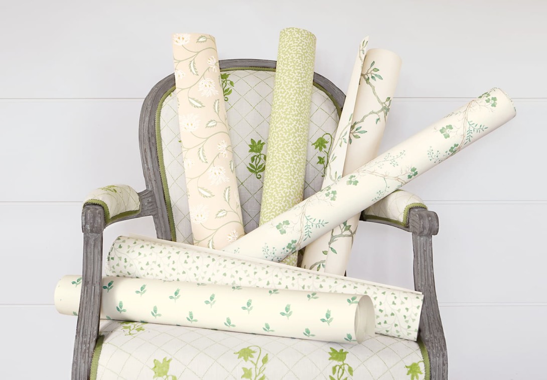 Colefax and Flower 07706/03 Small Design W/Papers II Leaf Trellis Ivory/Green - tapeta w roślinną kratkę