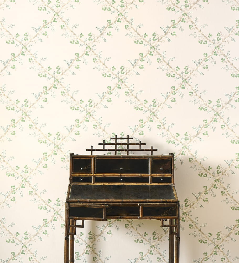 Colefax and Flower W7008-03 Small Design W/Papers II Trefoil Trellis Aqua - tapeta w roślinną kratkę