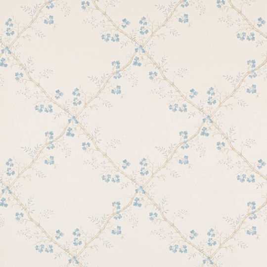 Colefax and Flower W7008-04 Small Design W/Papers II Trefoil Trellis Blue - tapeta w roślinną kratkę