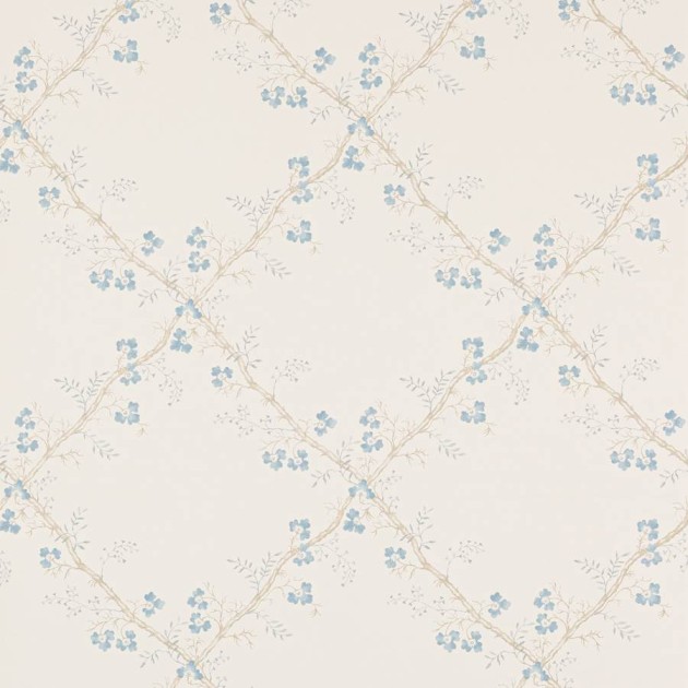 Colefax and Flower W7008-04 Small Design W/Papers II Trefoil Trellis Blue - tapeta w roślinną kratkę