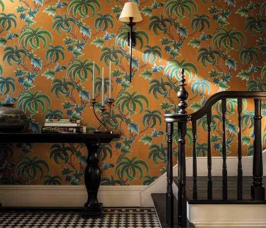 Osborne & Little W7903-02 Byzance Shalimar Chestnut - tapeta w palmy