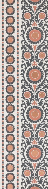 Osborne & Little W7904-03 Byzance Samrina Charcoal/Copper - tapeta w motyw suzani