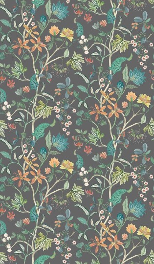 Osborne & Little W7907-01 Byzance Chellah Charcoal - tapeta w roślinny motyw