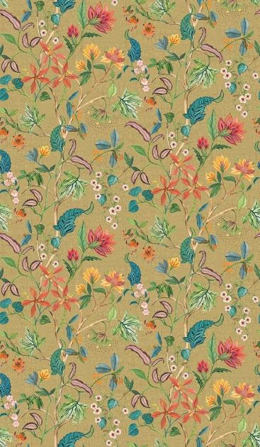 Osborne & Little W7907-04 Byzance Chellah Metallic Gold - tapeta w roślinny motyw