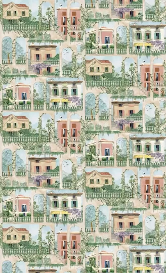 Osborne & Little W7813-01 Rhapsody Villa Como - tapeta we włoskie wille