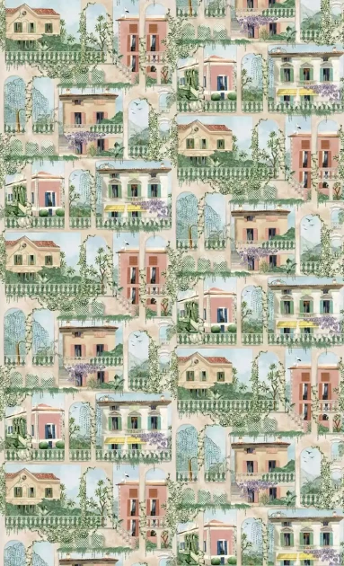 Osborne & Little W7813-01 Rhapsody Villa Como - tapeta we włoskie wille