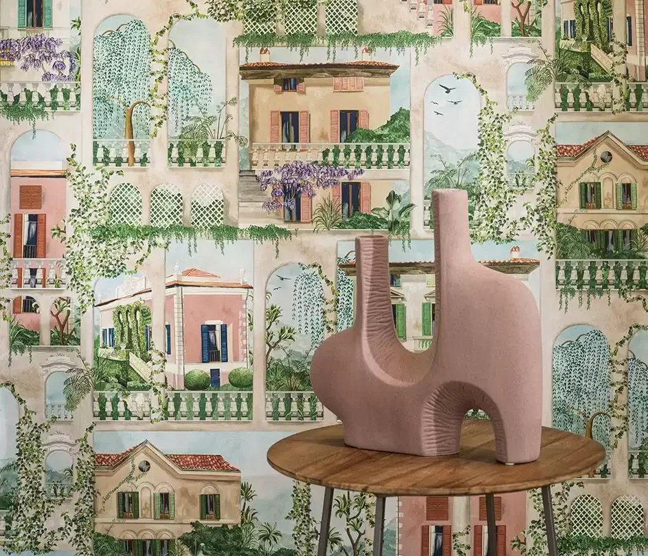 Osborne & Little W7813-01 Rhapsody Villa Como - tapeta we włoskie wille
