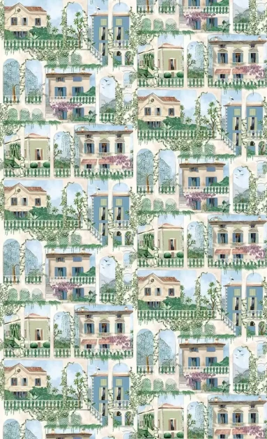 Osborne & Little W7813-02 Rhapsody Villa Como - tapeta we włoskie wille