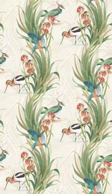 Osborne & Little W7815-02 Rhapsody Halcyon - tapeta w ptaki i rośliny