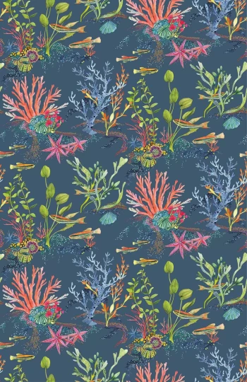 Osborne & Little W7682-03 Lamorran Coralline - tapeta w morskie rośliny