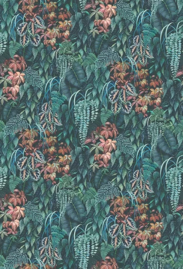 Osborne & Little W7687-01 Lamorran Green Wall - tapeta w egzotyczne rośliny