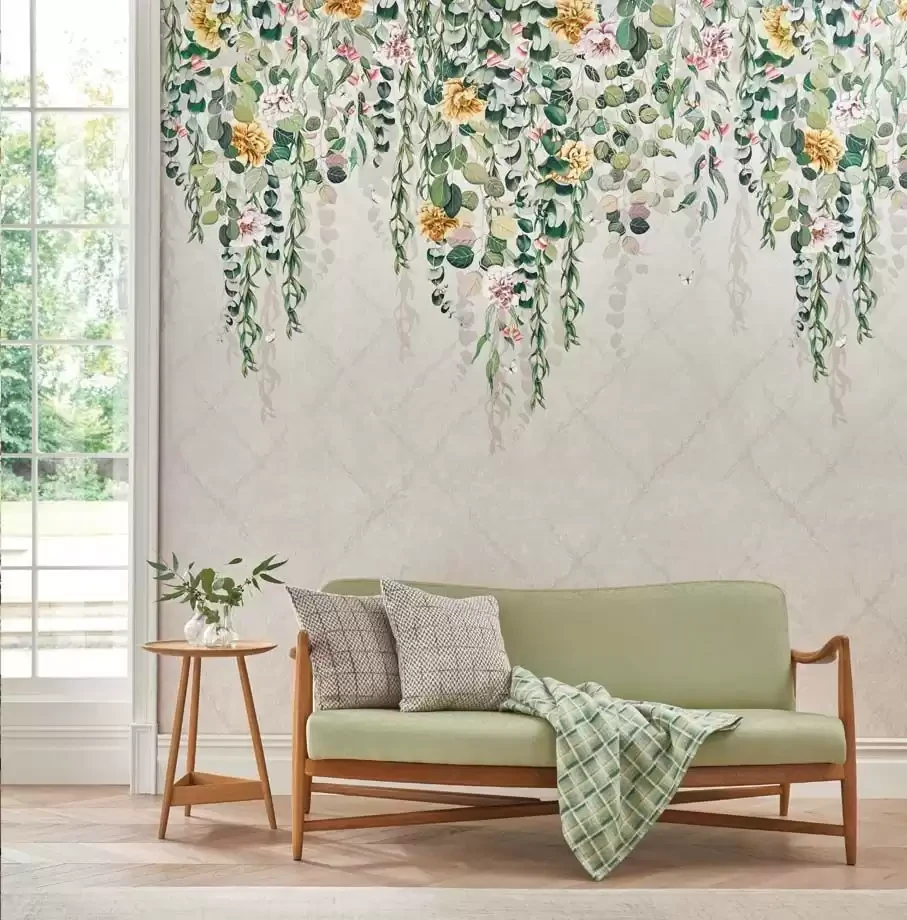Osborne & Little W7613-01 Empyrea Eucalyptus - tapeta w eukaliptus i piwonie