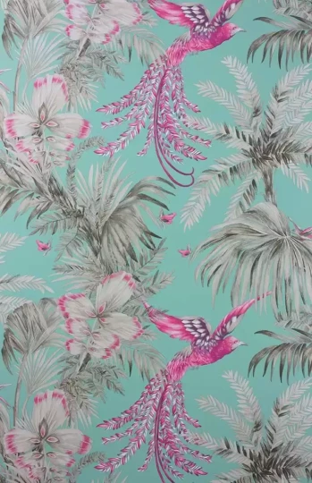 Osborne & Little W6655-07 The Wallpaper Collection Bird of paradise - tapeta w egzotyczne ptaki i rośliny