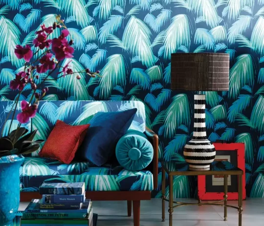 Osborne & Little W6801-01 The Wallpaper Collection Tropicana - tapeta w liście palmy