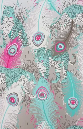 Osborne & Little W6805-04 The Wallpaper Collection Leopardo - tapeta w lamparty i pawie pióra