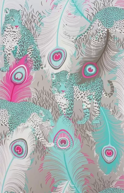 Osborne & Little W6805-04 The Wallpaper Collection Leopardo - tapeta w lamparty i pawie pióra