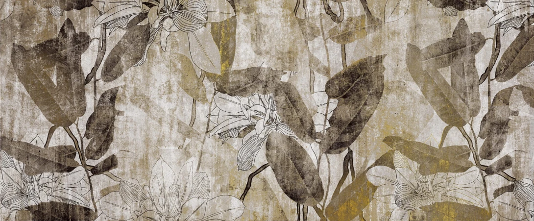 Yo2 BD1.09 SG Sylvan - mural z liśćmi w kolorze złota i brązu