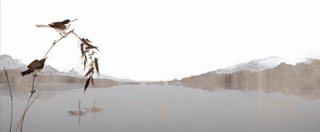 Yo2 ST1.02.1 ES / GL Set Traits - mural z motywem krajobrazu i gałązki z ptakami