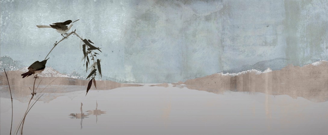 Yo2 ST1.02.2 ES / GL Set Traits - mural z motywem krajobrazu i gałązki z ptakami