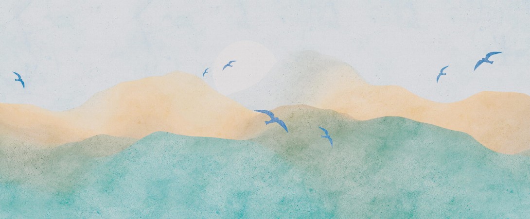 Yo2 LU1.02.1 CR Lucid - mural z krajobrazem gór i ptakami