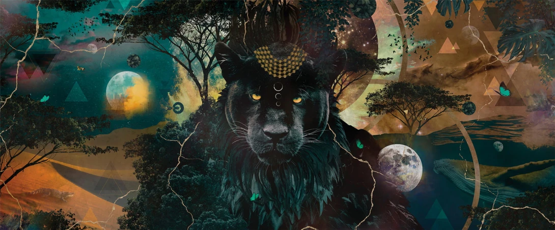Yo2 SP1.04.1 GL Sphere - mural z motywem pantery, lasu i księżyca