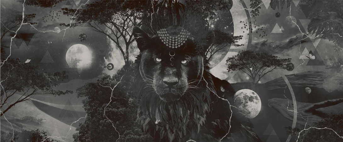 Yo2 SP1.04.2 GL Sphere - mural z motywem pantery, lasu i księżyca