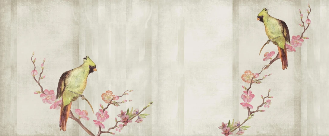 Yo2 EF1.05.2 GL Essence Forms - mural z motywem kolorowych ptaków i kwiecistych gałązek