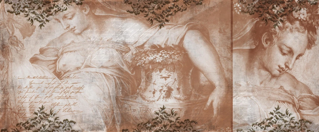 Yo2 OA1.01 FF Offbeat Antiques - renesansowy mural z kobietami z elementami leśnymi