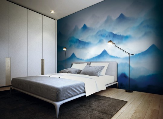 J&V 6771 191 Kintsugi Mountain Blue - mural góry