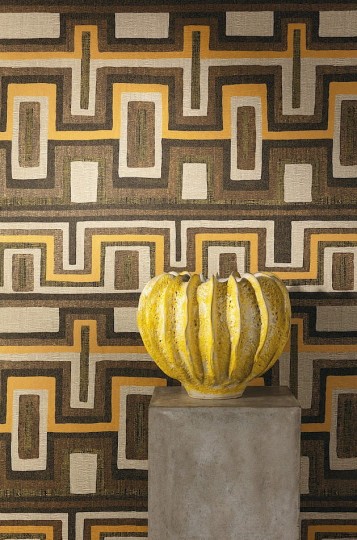 Khroma AMA001 Amani Morelos Linen - tapeta w geometryczny wzór na tle imitującym tkaninę