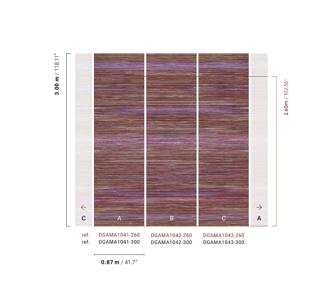 Khroma DGAMA1043-300 Amani Pai-Pai Plum - mural z sizalu w delikatne paski