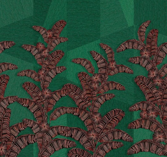 Khroma DGAMA2022-300 Amani Yucatan Viridis - mural w roślinny motyw na lnianym tle