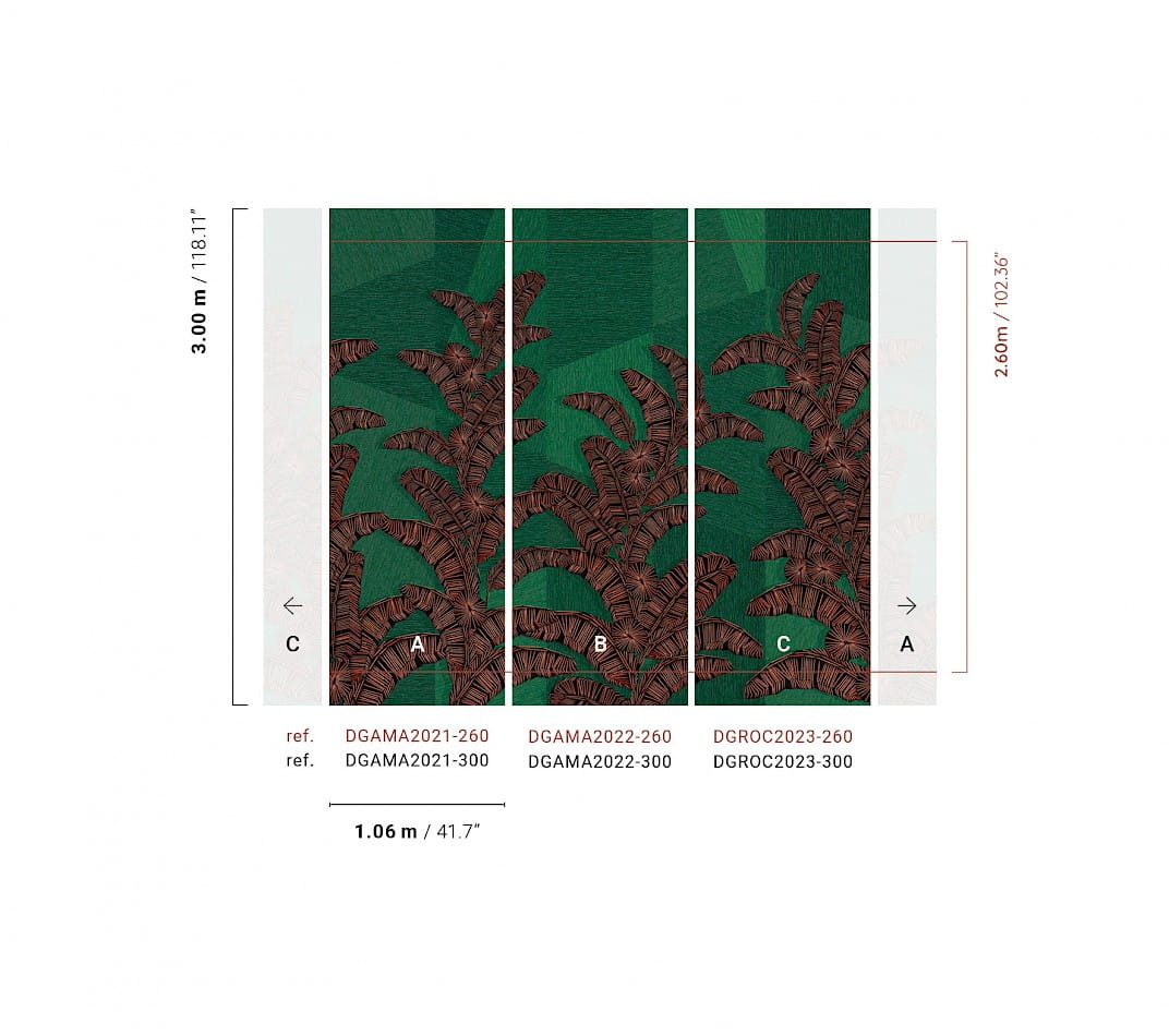 Khroma DGAMA2022-300 Amani Yucatan Viridis - mural w roślinny motyw na lnianym tle