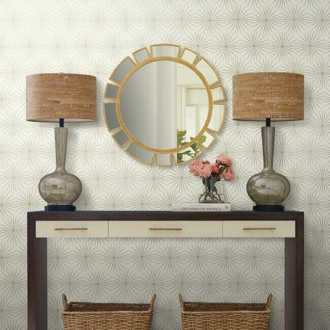 York BO6692 Antonina Vella Boho Luxe Starlight White/Warm Silver - tapeta w metaliczne gwiazdy