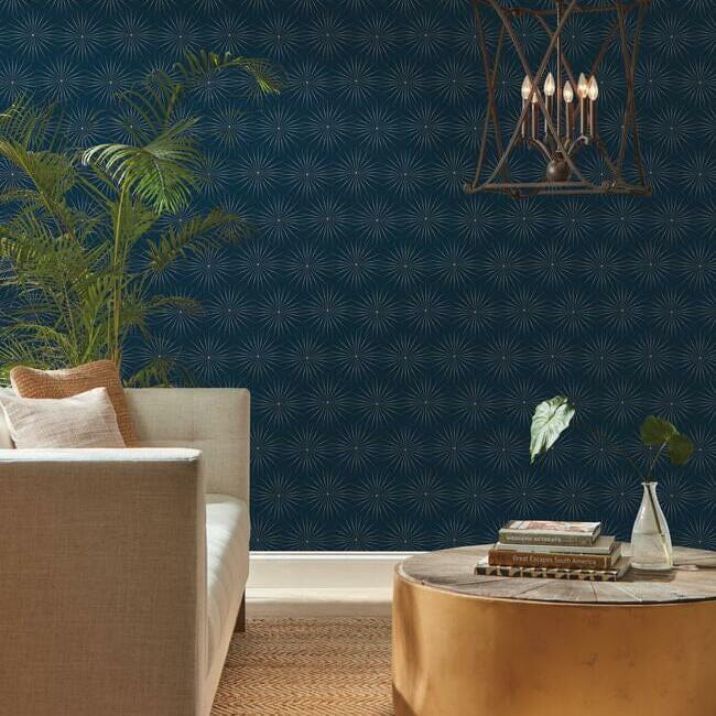 York BO6695 Antonina Vella Boho Luxe Starlight Navy/Silver - tapeta w metaliczne gwiazdy