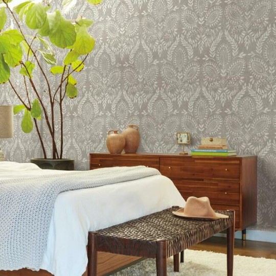 York BO6732 Antonina Vella Boho Luxe Laurel Damask Mocha - tapeta w roślinne ornamenty