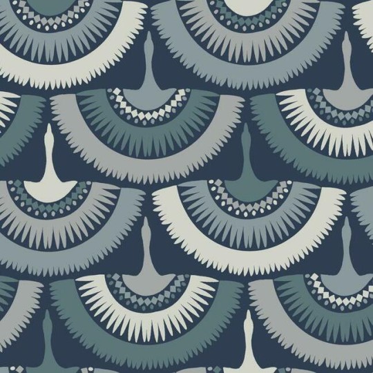 York BO6642 Antonina Vella Boho Luxe Feather & Fringe Navy - tapeta w stylizowane ptasie skrzydła