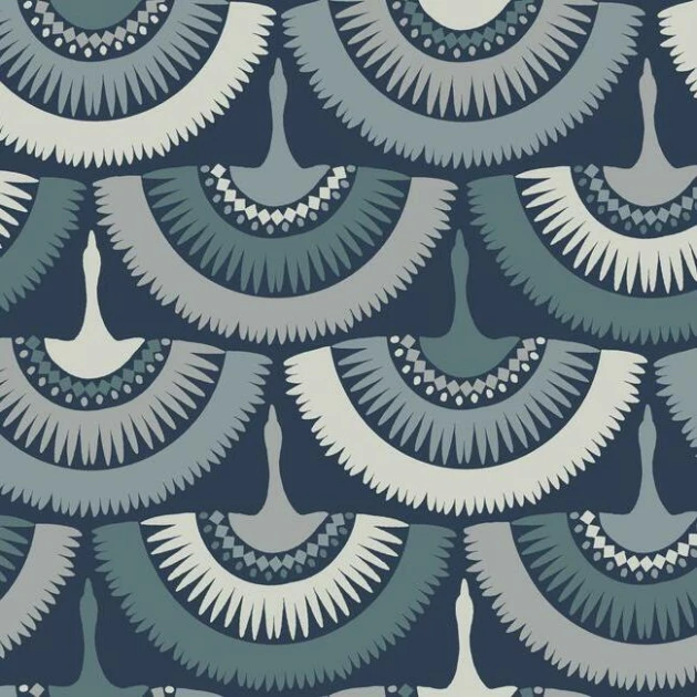 York BO6642 Antonina Vella Boho Luxe Feather & Fringe Navy - tapeta w stylizowane ptasie skrzydła