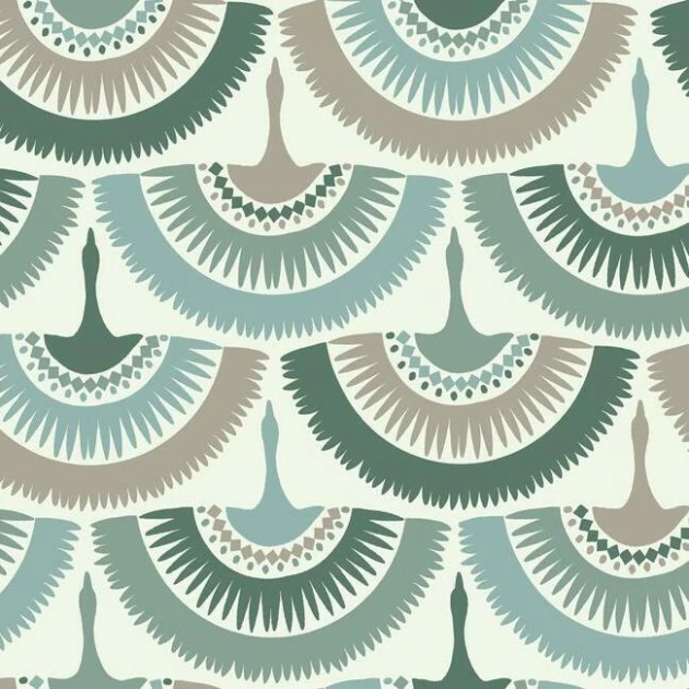 York BO6644 Antonina Vella Boho Luxe Feather & Fringe Greens - tapeta w stylizowane ptasie skrzydła