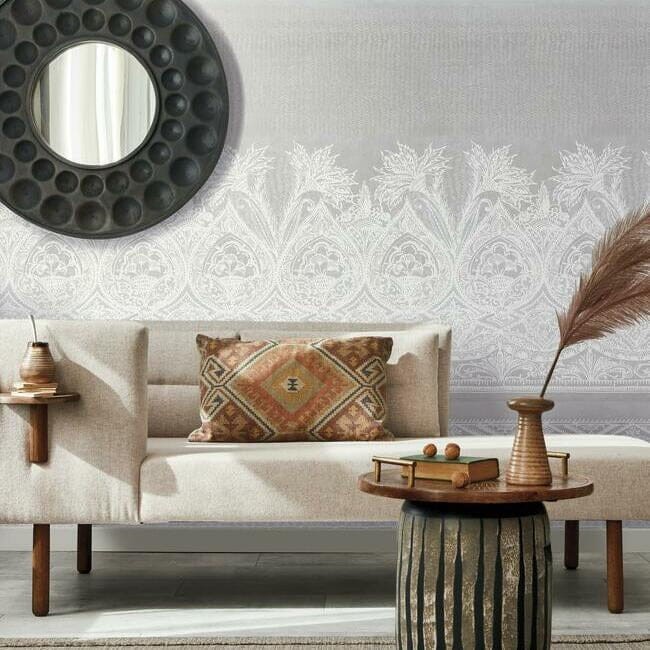 York BO6742M Antonina Vella Boho Luxe Henna White/Grey - mural w stylizowane rośliny