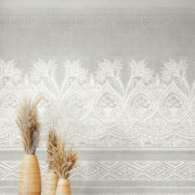 York BO6742M Antonina Vella Boho Luxe Henna White/Grey - mural w stylizowane rośliny