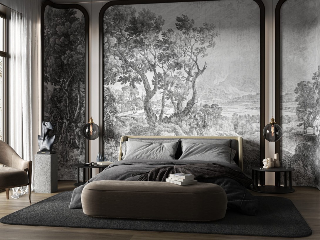 Wallcraft 915 32 2401 2024 Pino - mural w szkic lasu