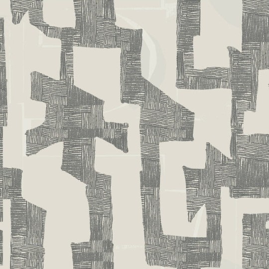 York AG2101 Artistic Abstracts Nikki Chu Modern Tribal Grass Linen/Charcoal - tapeta w abstrakcyjny wzór geometryczny