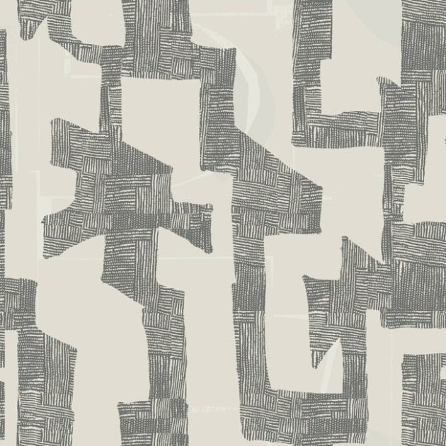York AG2101 Artistic Abstracts Nikki Chu Modern Tribal Grass Linen/Charcoal - tapeta w abstrakcyjny wzór geometryczny