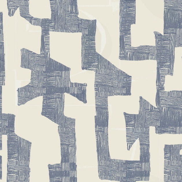 York AG2104 Artistic Abstracts Nikki Chu Modern Tribal Grass Almond/Navy - tapeta w abstrakcyjny wzór geometryczny