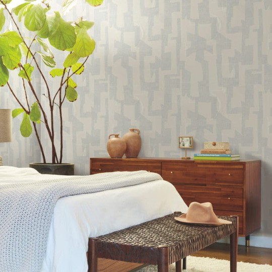 York AG2105 Artistic Abstracts Nikki Chu Modern Tribal Grass Neutral/Grey - tapeta w abstrakcyjny wzór geometryczny