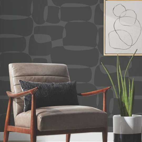 York AG2073 Artistic Abstracts Nikki Chu Block Black/Metallic - tapeta w obłe kształty