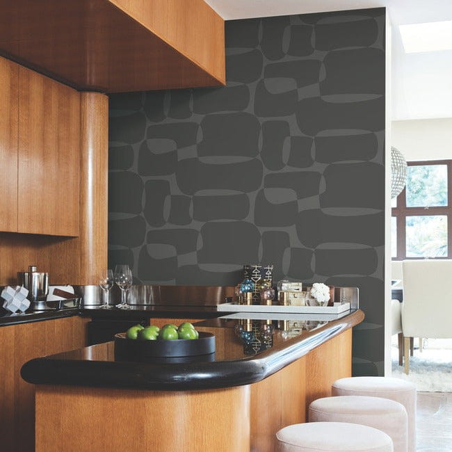 York AG2073 Artistic Abstracts Nikki Chu Block Black/Metallic - tapeta w obłe kształty