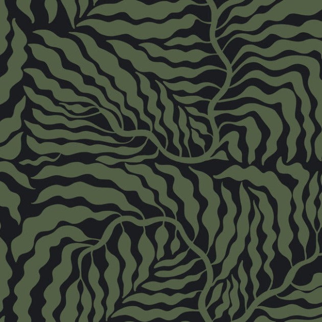 York AG2061 Artistic Abstracts Fern Fronds Black/Green - tapeta w abstrakcyjny motyw roślinny