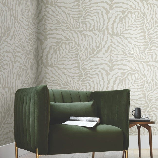 York AG2063 Artistic Abstracts Fern Fronds Taupe/White - tapeta w abstrakcyjny motyw roślinny